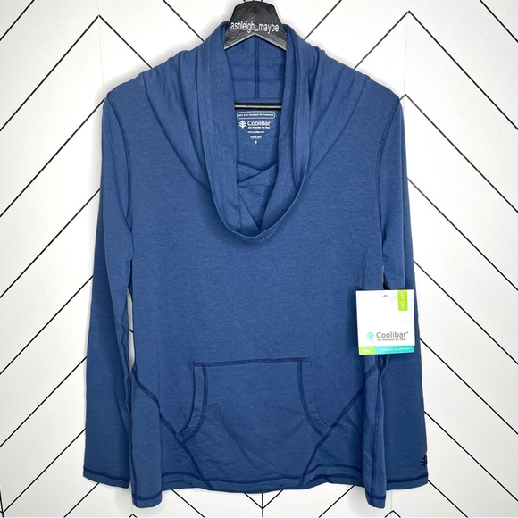 Coolibar | Cowl Neck Long Sleeve Pullover Sun Protection Top Blue Size Small NWT - Picture 2 of 9
